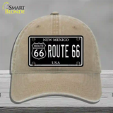 Route 66 New Mexico Black Novelty License Plate Hat Unconstructed Cotton / Khaki