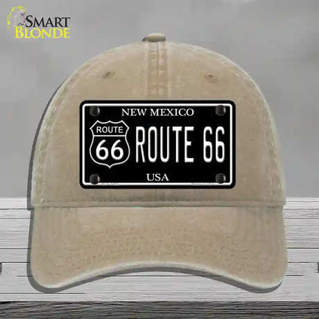 Route 66 New Mexico Black Novelty License Plate Hat Unconstructed Cotton / Khaki