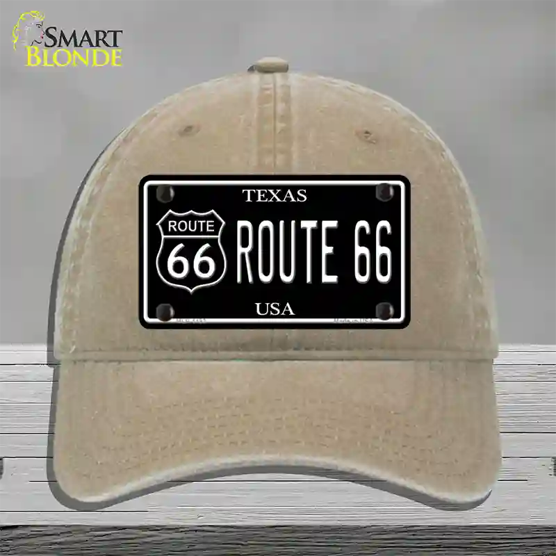 Route 66 Texas Black Novelty License Plate Hat Unconstructed Cotton / Khaki