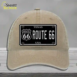 Route 66 Texas Black Novelty License Plate Hat Unconstructed Cotton / Khaki