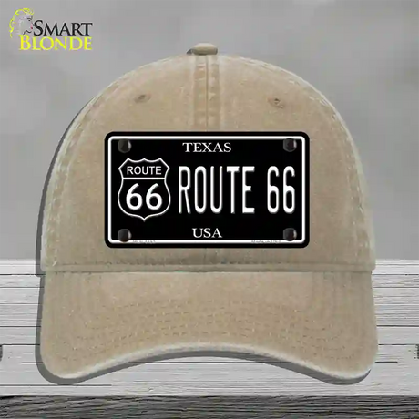 Route 66 Texas Black Novelty License Plate Hat Unconstructed Cotton / Khaki