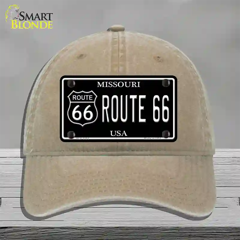 Route 66 Missouri Black Novelty License Plate Hat Unconstructed Cotton / Khaki