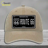 Route 66 Missouri Black Novelty License Plate Hat Unconstructed Cotton / Khaki