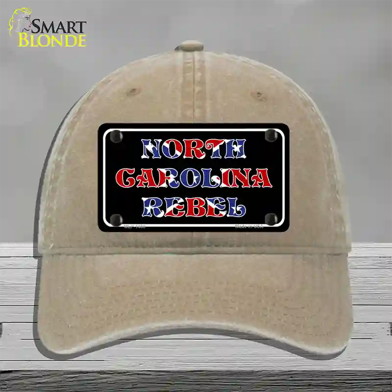 North Carolina Rebel Novelty License Plate Hat Unconstructed Cotton / Khaki