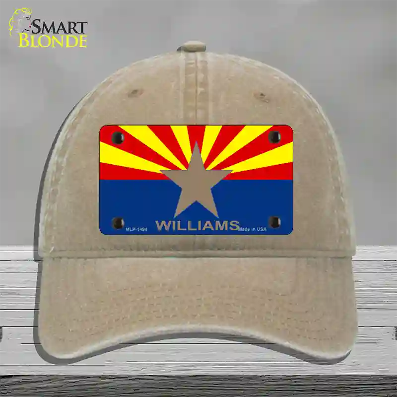 Williams Arizona Flag Novelty License Plate Hat Unconstructed Cotton / Khaki