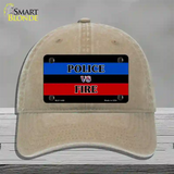 Police Vs. Fire Novelty License Plate Hat Unconstructed Cotton / Khaki