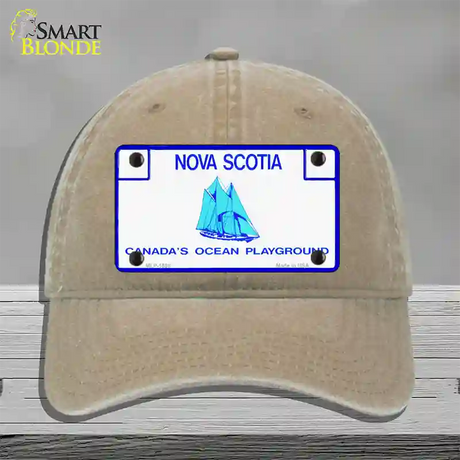 Nova Scotia Novelty License Plate Hat Unconstructed Cotton / Khaki