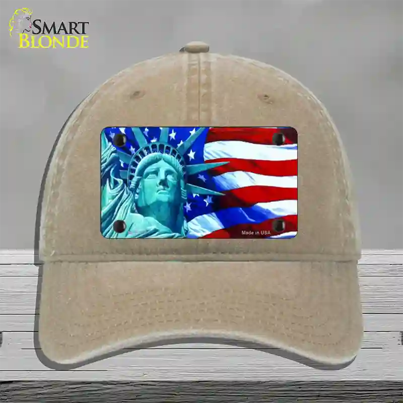 Lady Liberty Novelty License Plate Hat Unconstructed Cotton / Khaki