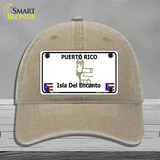 Puerto Rico Novelty License Plate Hat Unconstructed Cotton / Khaki