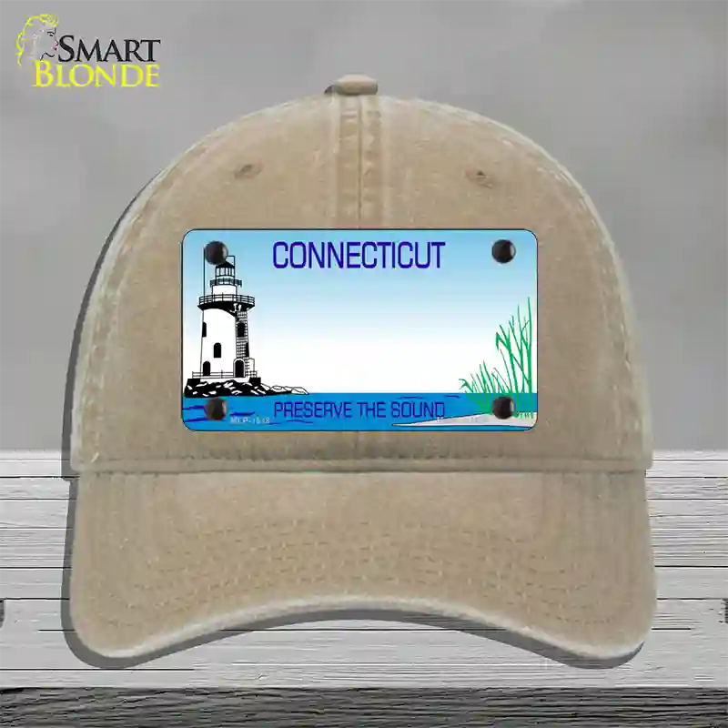 Connecticut Preserve State Blank Novelty License Plate Hat Unconstructed Cotton / Khaki