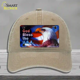 God Bless USA Eagle Novelty License Plate Hat Unconstructed Cotton / Khaki