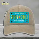 Green Chili New Mexico Novelty License Plate Hat Unconstructed Cotton / Khaki