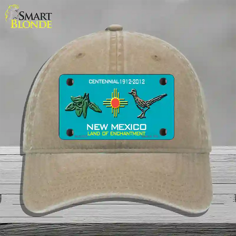 Green Chili & Road Runner New Mexico Novelty License Plate Hat Unconstructed Cotton / Khaki