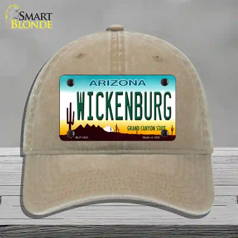 Wickenburg Arizona Novelty License Plate Hat Unconstructed Cotton / Khaki