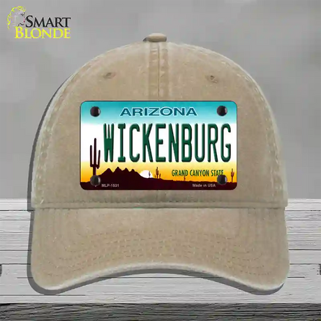 Wickenburg Arizona Novelty License Plate Hat Unconstructed Cotton / Khaki