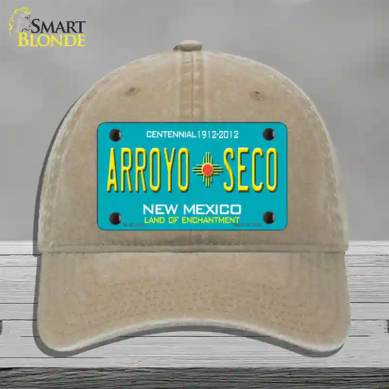 Arroyo Seco New Mexico Novelty License Plate Hat Unconstructed Cotton / Khaki