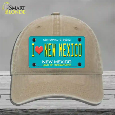 I Love New Mexico Novelty License Plate Hat Unconstructed Cotton / Khaki