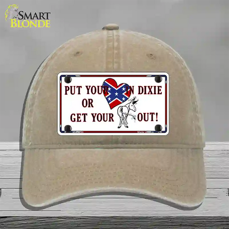 Heart In Dixie Novelty License Plate Hat Unconstructed Cotton / Khaki