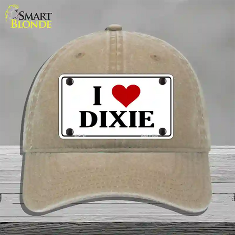 I Love Dixie Novelty License Plate Hat Unconstructed Cotton / Khaki