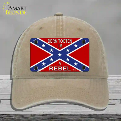 Im A Rebel Novelty License Plate Hat Unconstructed Cotton / Khaki