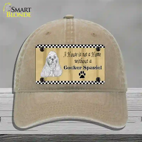 Pencil Sketch Cocker Spaniel Novelty License Plate Hat Unconstructed Cotton / Khaki