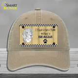 Pencil Sketch Beagle Novelty License Plate Hat Unconstructed Cotton / Khaki