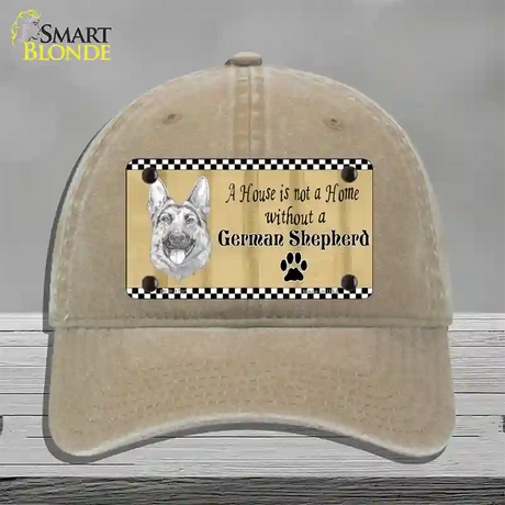 Pencil Sketch German Shepherd Novelty License Plate Hat Unconstructed Cotton / Khaki