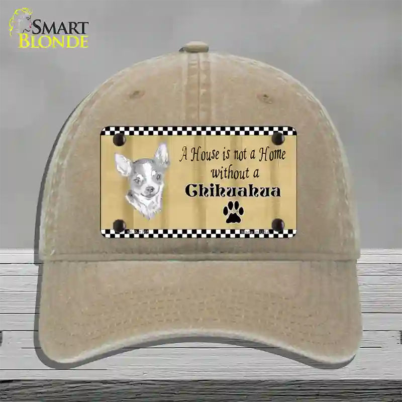 Pencil Sketch Chihuahua Novelty License Plate Hat Unconstructed Cotton / Khaki