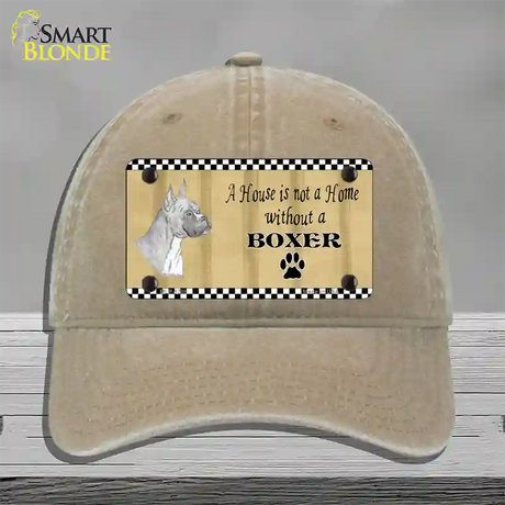 Pencil Sketch Boxer Novelty License Plate Hat Unconstructed Cotton / Khaki