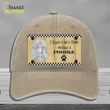 Pencil Sketch Poodle Novelty License Plate Hat Unconstructed Cotton / Khaki