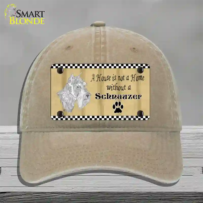 Pencil Sketch Schnauzer Novelty License Plate Hat Unconstructed Cotton / Khaki