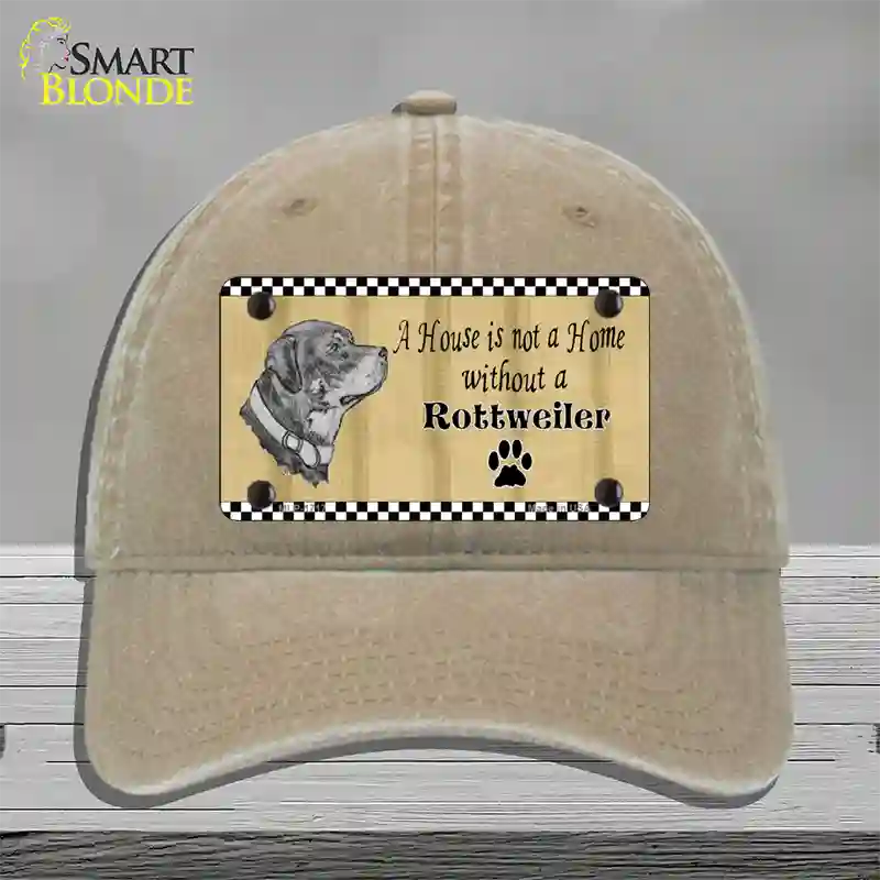 Pencil Sketch Rottweiler Novelty License Plate Hat Unconstructed Cotton / Khaki