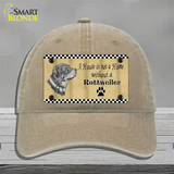 Pencil Sketch Rottweiler Novelty License Plate Hat Unconstructed Cotton / Khaki