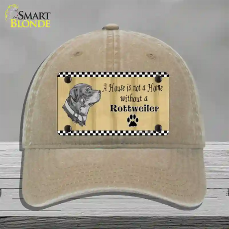 Pencil Sketch Rottweiler Novelty License Plate Hat Unconstructed Cotton / Khaki