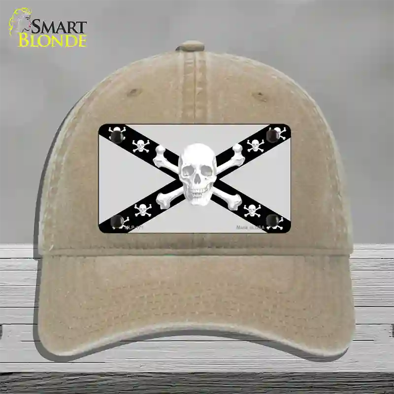 Skull Black & Silver Novelty License Plate Hat Unconstructed Cotton / Khaki