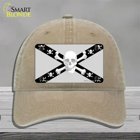 Skull Black & Silver Novelty License Plate Hat Unconstructed Cotton / Khaki