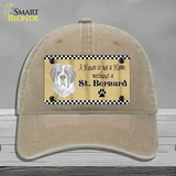 Pencil Sketch Saint Bernard Novelty License Plate Hat Unconstructed Cotton / Khaki