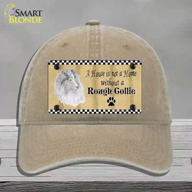 Pencil Sketch Rough Collie Novelty License Plate Hat Unconstructed Cotton / Khaki