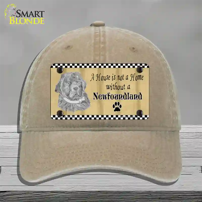 Pencil Sketch New Foundland Novelty License Plate Hat Unconstructed Cotton / Khaki