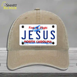 Jesus North Carolina Novelty License Plate Hat Unconstructed Cotton / Khaki