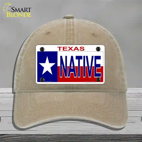 Native Texas Novelty License Plate Hat Unconstructed Cotton / Khaki