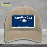 Carolina Girl Blue Novelty License Plate Hat Unconstructed Cotton / Khaki