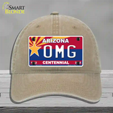 Arizona Centennial OMG Novelty License Plate Hat Unconstructed Cotton / Khaki