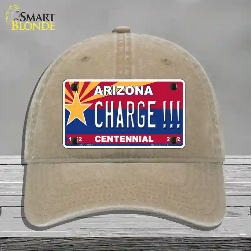 Arizona Centennial Charge Novelty License Plate Hat Unconstructed Cotton / Khaki