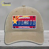 Arizona Centennial It Is What It Is Novelty License Plate Hat Unconstructed Cotton / Khaki