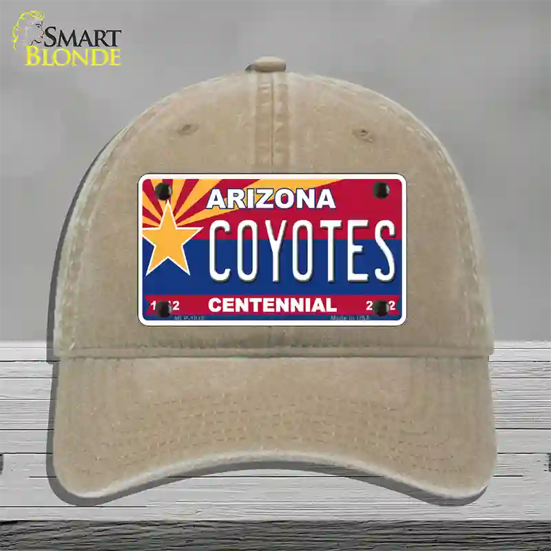 Arizona Centennial Coyotes Novelty License Plate Hat Unconstructed Cotton / Khaki