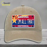 Arizona Centennial Im All That Novelty License Plate Hat Unconstructed Cotton / Khaki