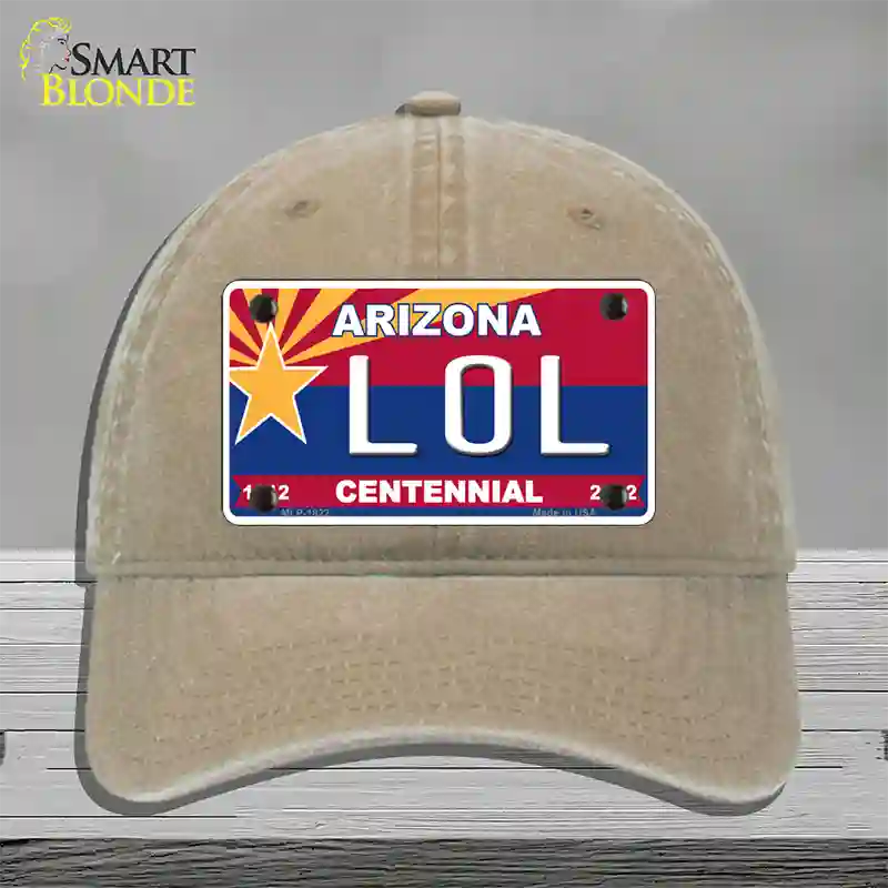 Arizona Centennial LOL Novelty License Plate Hat Unconstructed Cotton / Khaki