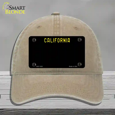 California Black State Novelty License Plate Hat Unconstructed Cotton / Khaki