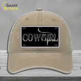 Cowgirl Black Novelty License Plate Hat Unconstructed Cotton / Khaki